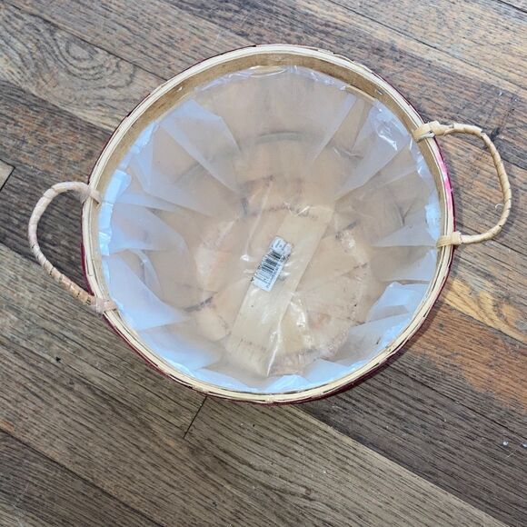 BUSHEL BASKET Small Apple Basket with Handles Holiday Holly - Picture 8 of 9